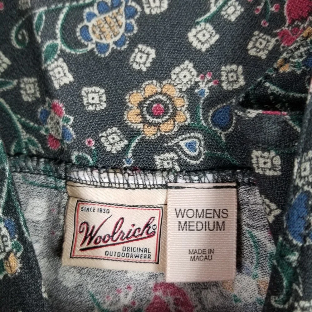 Woolrich Midi Dress Womens Medium Black Floral Tapestry Sleeveless 4368